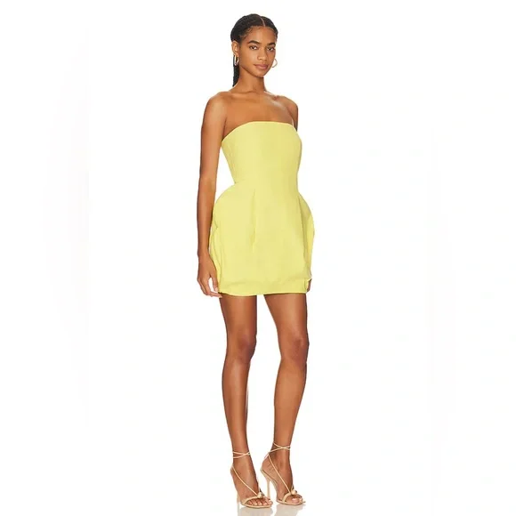 NWT PFEIFFER Noah Strapless Dress in Yellow, size S